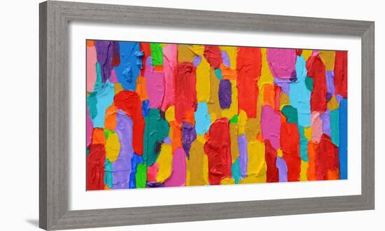 Texture, Background and Colorful Image of an Original Abstract Painting on Canvas-Opas Chotiphantawanon-Framed Premium Photographic Print