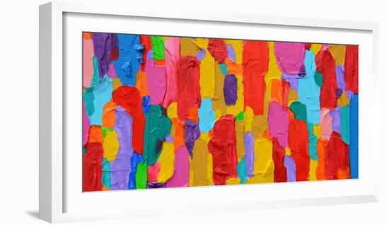 Texture, Background and Colorful Image of an Original Abstract Painting on Canvas-Opas Chotiphantawanon-Framed Premium Photographic Print