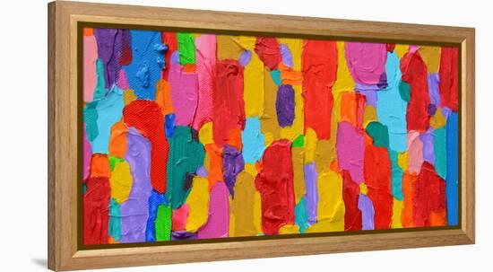 Texture, Background and Colorful Image of an Original Abstract Painting on Canvas-Opas Chotiphantawanon-Framed Premier Image Canvas