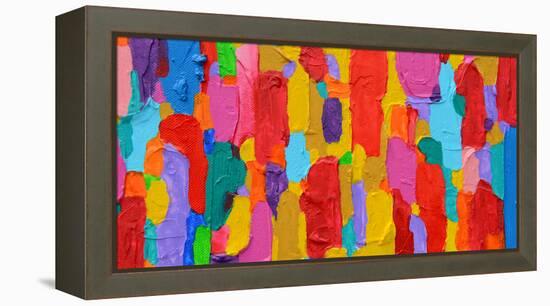 Texture, Background and Colorful Image of an Original Abstract Painting on Canvas-Opas Chotiphantawanon-Framed Premier Image Canvas