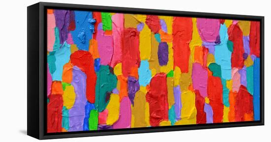 Texture, Background and Colorful Image of an Original Abstract Painting on Canvas-Opas Chotiphantawanon-Framed Premier Image Canvas