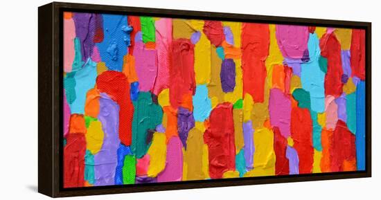 Texture, Background and Colorful Image of an Original Abstract Painting on Canvas-Opas Chotiphantawanon-Framed Premier Image Canvas