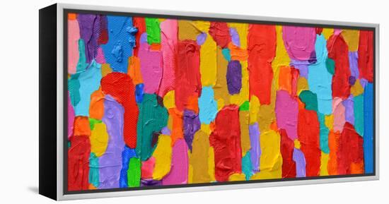 Texture, Background and Colorful Image of an Original Abstract Painting on Canvas-Opas Chotiphantawanon-Framed Premier Image Canvas