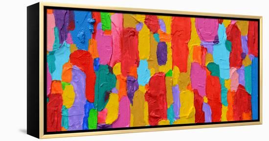 Texture, Background and Colorful Image of an Original Abstract Painting on Canvas-Opas Chotiphantawanon-Framed Premier Image Canvas