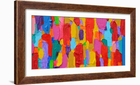 Texture, Background and Colorful Image of an Original Abstract Painting on Canvas-Opas Chotiphantawanon-Framed Photographic Print