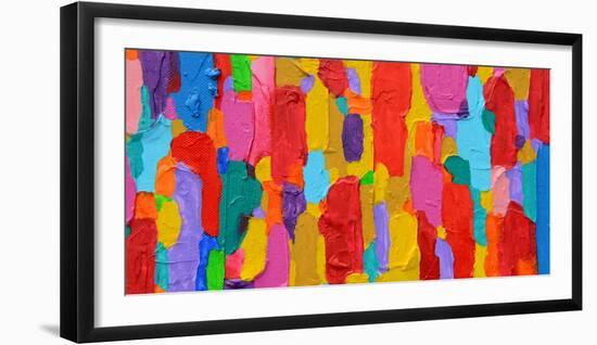 Texture, Background and Colorful Image of an Original Abstract Painting on Canvas-Opas Chotiphantawanon-Framed Photographic Print