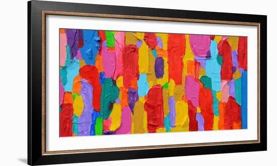 Texture, Background and Colorful Image of an Original Abstract Painting on Canvas-Opas Chotiphantawanon-Framed Photographic Print