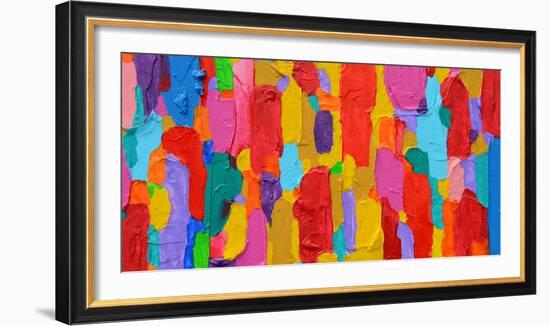 Texture, Background and Colorful Image of an Original Abstract Painting on Canvas-Opas Chotiphantawanon-Framed Photographic Print