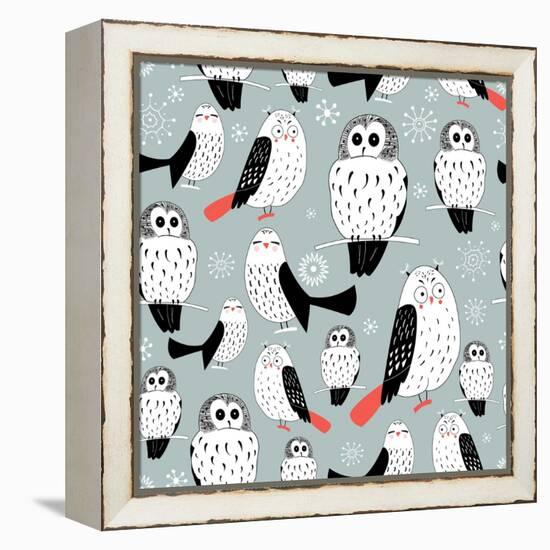 Texture of White Owls-Tanor-Framed Stretched Canvas