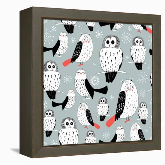 Texture of White Owls-Tanor-Framed Stretched Canvas