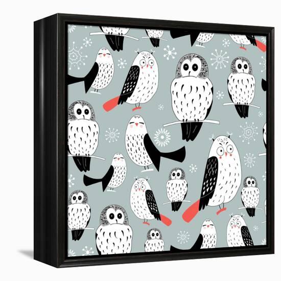 Texture of White Owls-Tanor-Framed Stretched Canvas