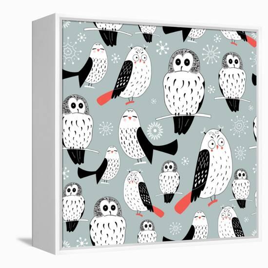 Texture of White Owls-Tanor-Framed Stretched Canvas