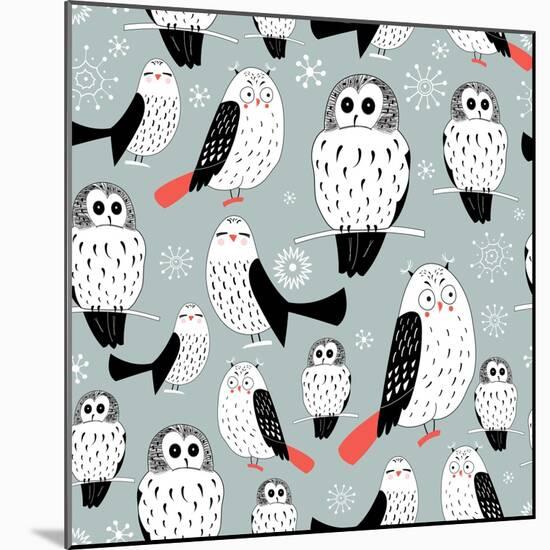 Texture of White Owls-Tanor-Mounted Art Print