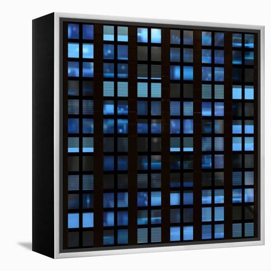 Texture Resembling Illuminated Windows in a Building at Night-Kamira-Framed Premier Image Canvas