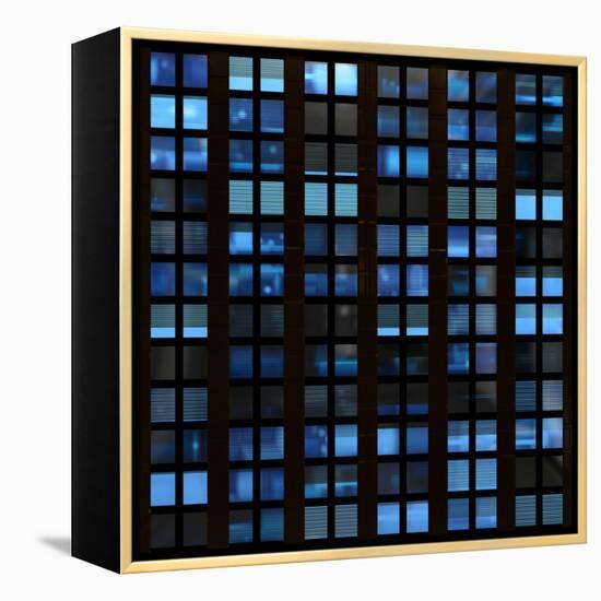 Texture Resembling Illuminated Windows in a Building at Night-Kamira-Framed Premier Image Canvas