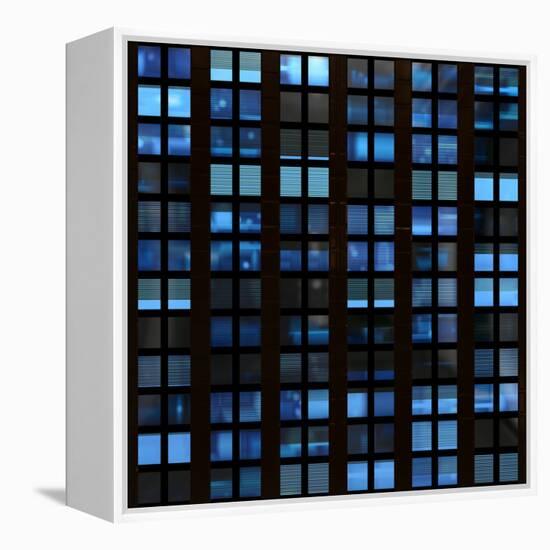 Texture Resembling Illuminated Windows in a Building at Night-Kamira-Framed Premier Image Canvas