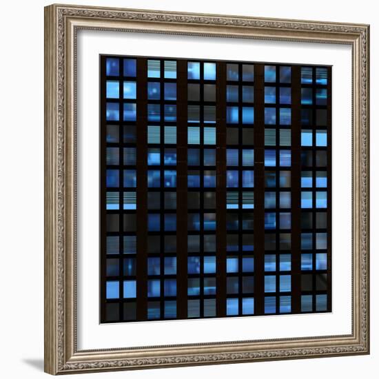 Texture Resembling Illuminated Windows in a Building at Night-Kamira-Framed Photographic Print