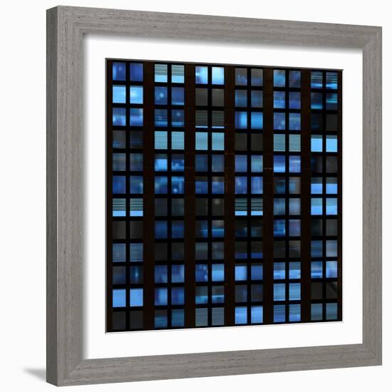 Texture Resembling Illuminated Windows in a Building at Night-Kamira-Framed Photographic Print