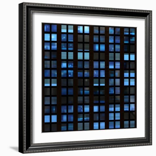 Texture Resembling Illuminated Windows in a Building at Night-Kamira-Framed Photographic Print