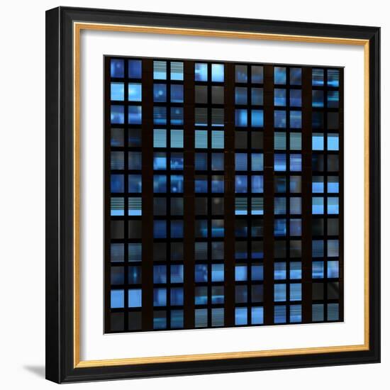 Texture Resembling Illuminated Windows in a Building at Night-Kamira-Framed Photographic Print