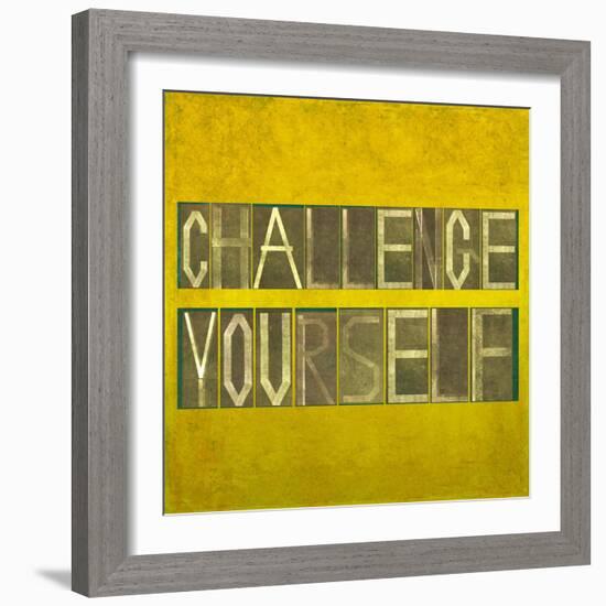 Textured Background Image And Design Element Depicting The Words "Challenge Yourself"-nagib-Framed Art Print