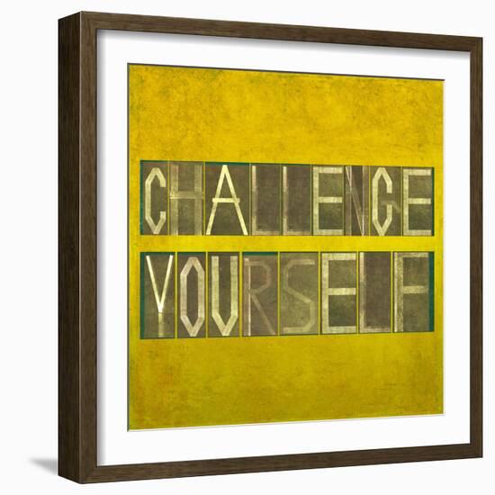 Textured Background Image And Design Element Depicting The Words "Challenge Yourself"-nagib-Framed Art Print