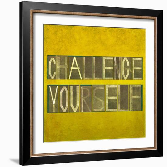 Textured Background Image And Design Element Depicting The Words "Challenge Yourself"-nagib-Framed Art Print