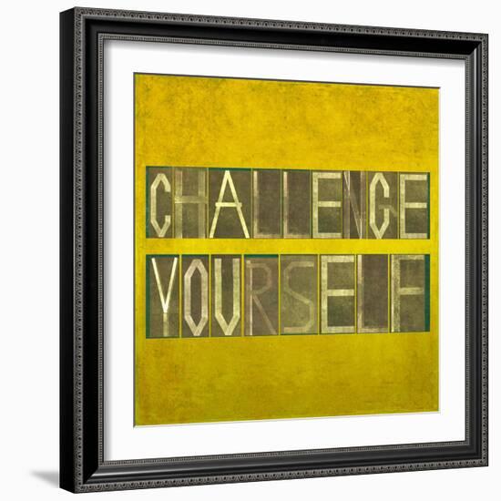 Textured Background Image And Design Element Depicting The Words "Challenge Yourself"-nagib-Framed Art Print