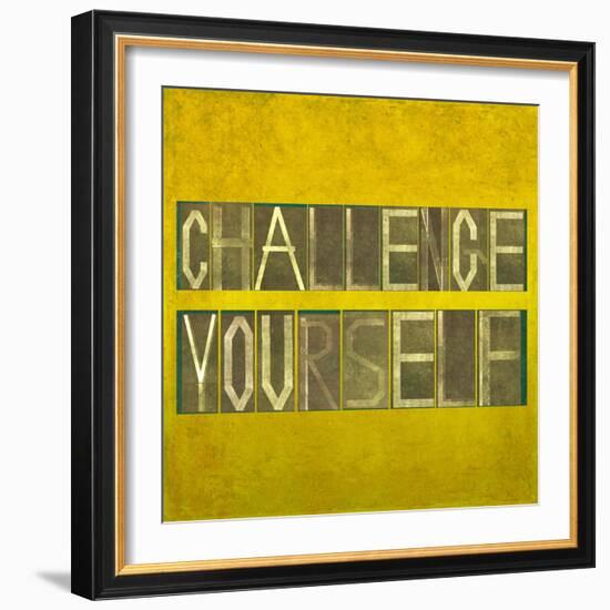 Textured Background Image And Design Element Depicting The Words "Challenge Yourself"-nagib-Framed Art Print