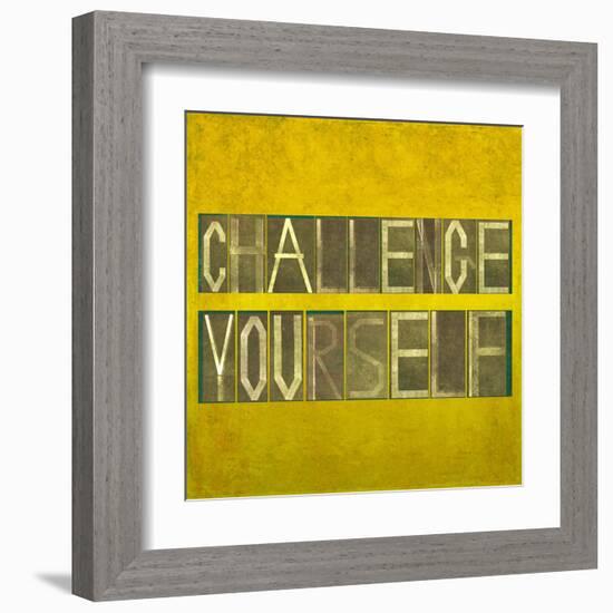Textured Background Image And Design Element Depicting The Words "Challenge Yourself"-nagib-Framed Art Print
