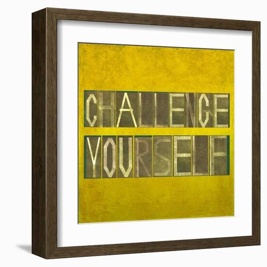 Textured Background Image And Design Element Depicting The Words "Challenge Yourself"-nagib-Framed Art Print