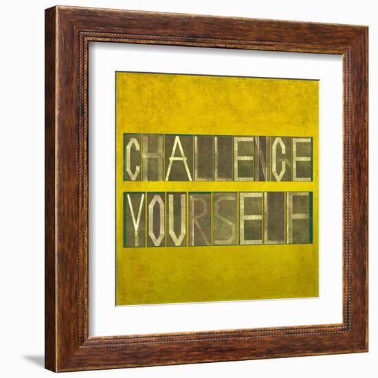 Textured Background Image And Design Element Depicting The Words "Challenge Yourself"-nagib-Framed Art Print