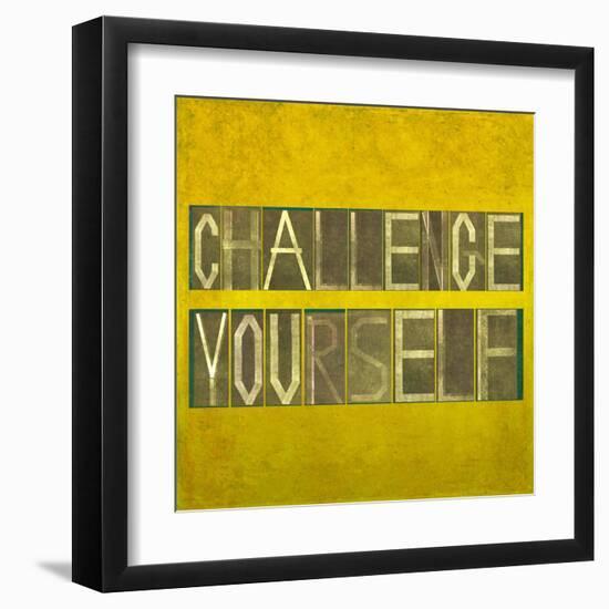 Textured Background Image And Design Element Depicting The Words "Challenge Yourself"-nagib-Framed Art Print