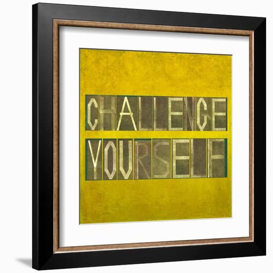 Textured Background Image And Design Element Depicting The Words "Challenge Yourself"-nagib-Framed Art Print