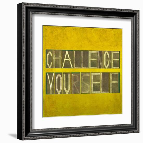 Textured Background Image And Design Element Depicting The Words "Challenge Yourself"-nagib-Framed Art Print