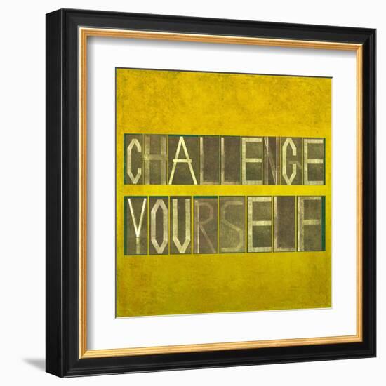 Textured Background Image And Design Element Depicting The Words "Challenge Yourself"-nagib-Framed Art Print