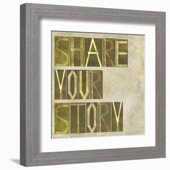 Textured Earthy Background Image And Design Element Depicting The Words "Share Your Story"-nagib-Framed Art Print