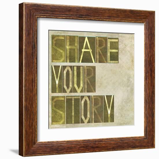 Textured Earthy Background Image And Design Element Depicting The Words "Share Your Story"-nagib-Framed Art Print