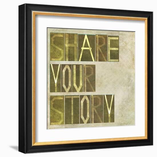 Textured Earthy Background Image And Design Element Depicting The Words "Share Your Story"-nagib-Framed Art Print