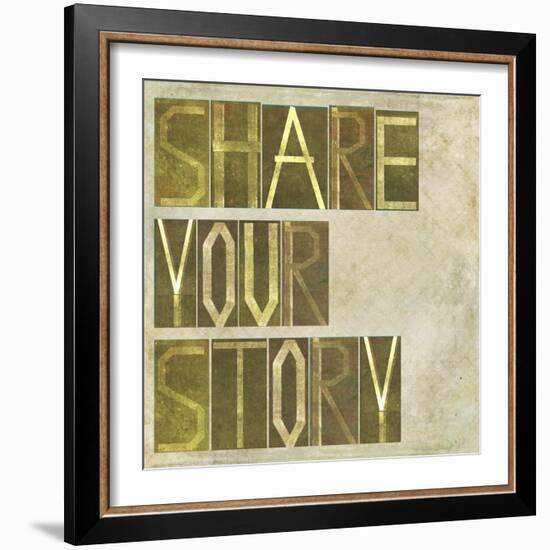 Textured Earthy Background Image And Design Element Depicting The Words "Share Your Story"-nagib-Framed Art Print