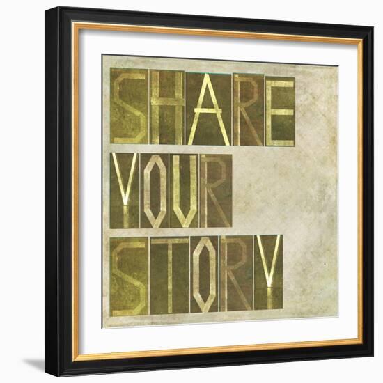 Textured Earthy Background Image And Design Element Depicting The Words "Share Your Story"-nagib-Framed Art Print