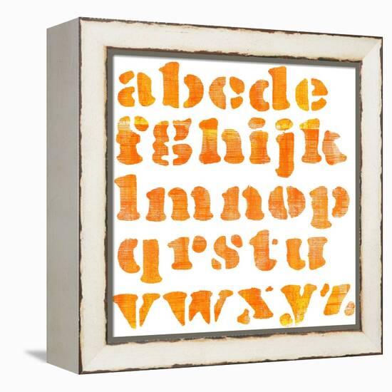 Textured Orange Watercolor Alphabet, Isolated-donatas1205-Framed Stretched Canvas