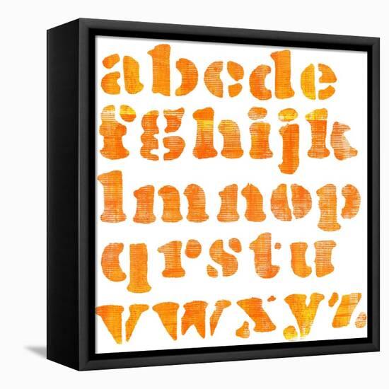 Textured Orange Watercolor Alphabet, Isolated-donatas1205-Framed Stretched Canvas