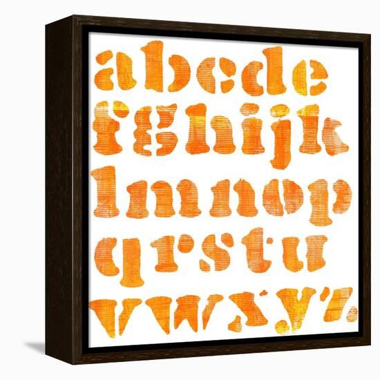Textured Orange Watercolor Alphabet, Isolated-donatas1205-Framed Stretched Canvas