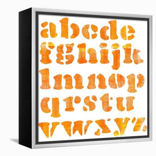 Textured Orange Watercolor Alphabet, Isolated-donatas1205-Framed Stretched Canvas