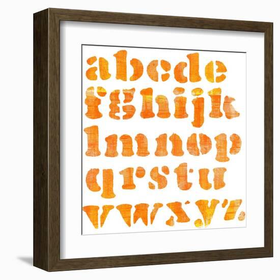 Textured Orange Watercolor Alphabet, Isolated-donatas1205-Framed Art Print