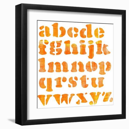 Textured Orange Watercolor Alphabet, Isolated-donatas1205-Framed Art Print