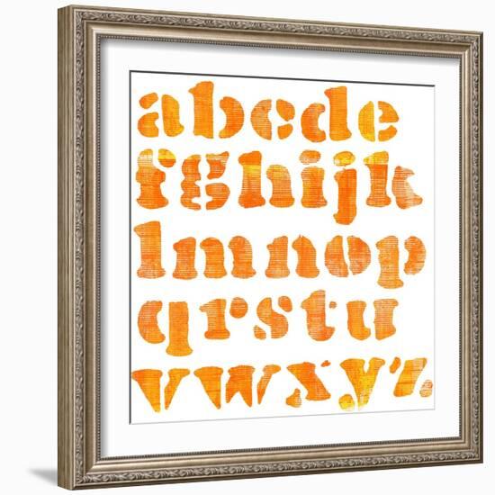 Textured Orange Watercolor Alphabet, Isolated-donatas1205-Framed Art Print