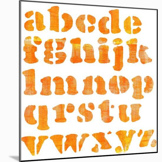 Textured Orange Watercolor Alphabet, Isolated-donatas1205-Mounted Art Print