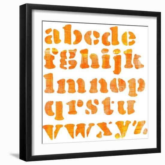 Textured Orange Watercolor Alphabet, Isolated-donatas1205-Framed Premium Giclee Print